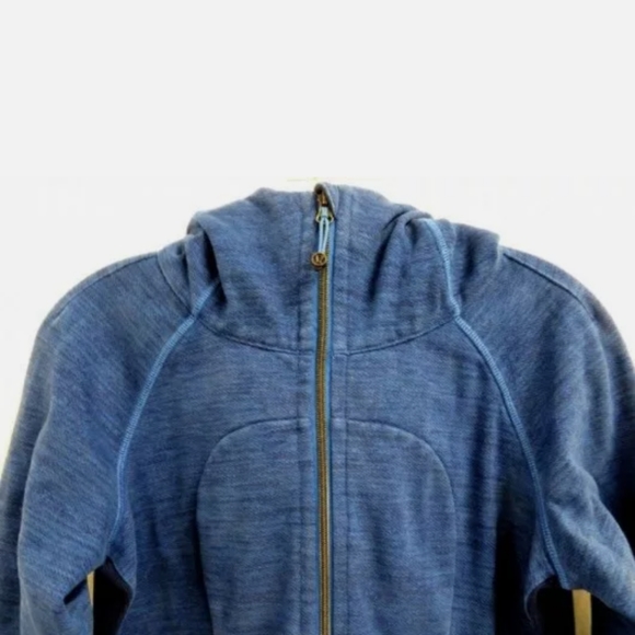 Lulumon sz 8 Cobalt Blue Long Sleeve Hoodie zip up front Pre owned GREAT CND - Picture 3 of 5